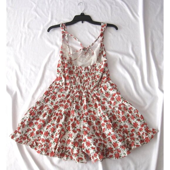 Floral Tiered Ruffle Back Smocked Ruffle Fairy Whimsigoth Romper Sz S (WB496) - Picture 2 of 8